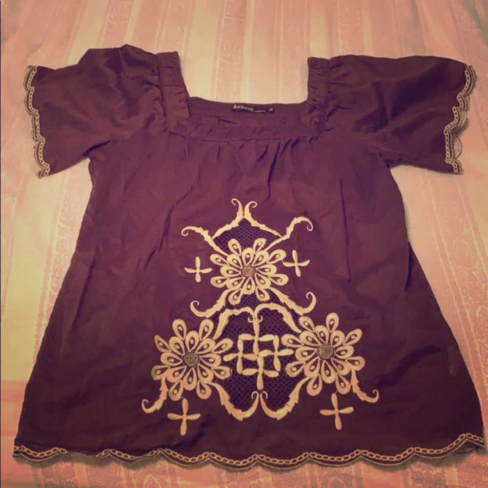 Blouse very soft and comfortable, brown, size S.